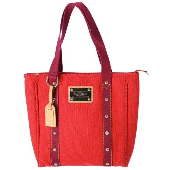 Louis Vuitton Cabas MM Antigua Tote Bag M40034 Red Rouge Canvas - Picture 1 of 11